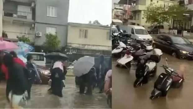 Aydın'ı sağanak vurdu… Cadde ve sokakları su bastı
