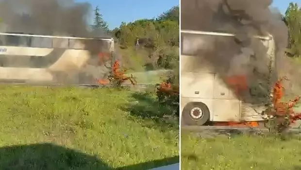 Bayrampaşa'da yolcu otobüsünde korkutan yangın