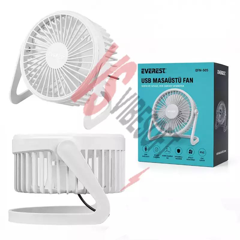 Masaüstü Mini USB Fan - PVC Gövdeli - 360° Ayarlanabilir Ürün Görseli