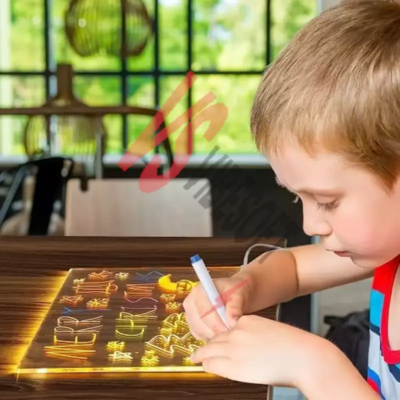DIY LED Yazı Panosu - Gece Lambası - 7 Renk Kalem Hediyeli - 6 Çizim Şablonu Ürün Görseli