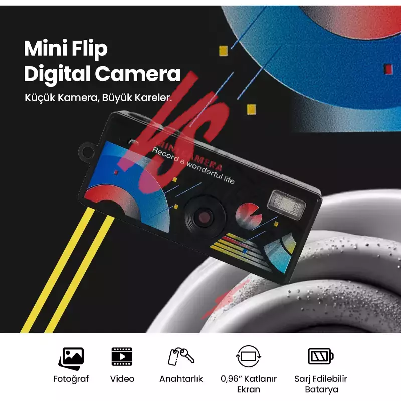 Dijital Mini Anahtarlık Kamerası - Katlanır Ekran - 1080p Çözünürlük Ürün Görseli
