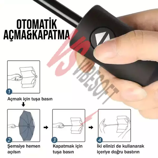 Siyah Kılıflı Otomatik Kompakt Şemsiye Ürün Görseli