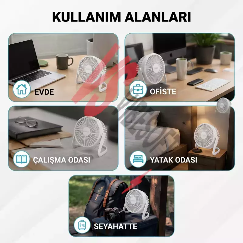 Masaüstü Mini USB Fan - PVC Gövdeli - 360° Ayarlanabilir Ürün Görseli
