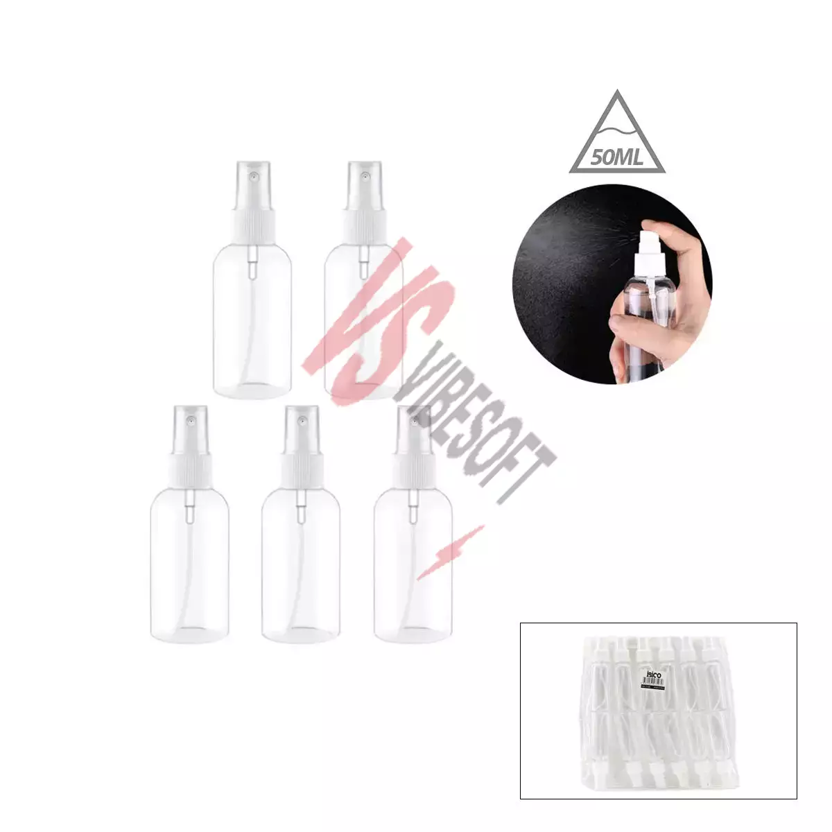 Boş Sprey Şişesi - Plastik - 50 ml - Şeffaf Ürün Görseli