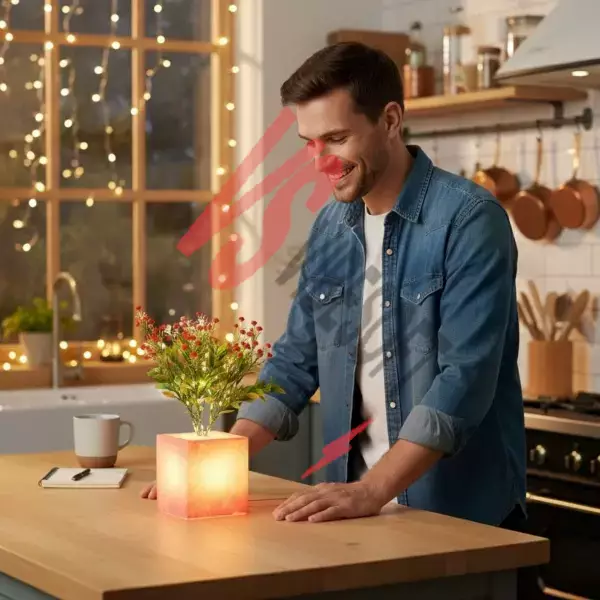 Pembe Saksılı LED Yapay Çiçek Ürün Görseli
