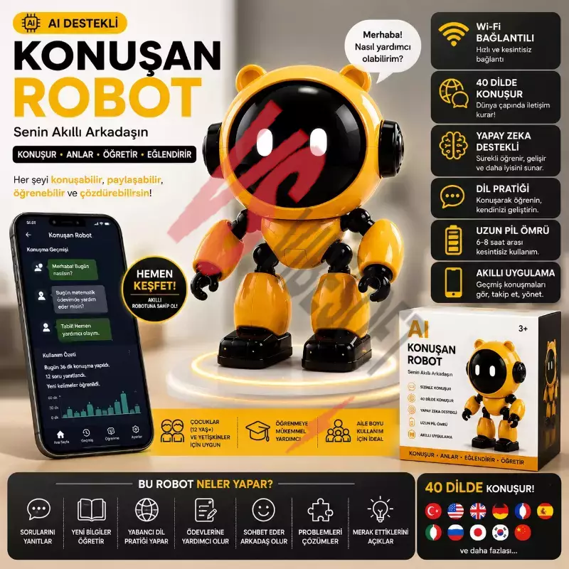Yapay Zeka Robot Oyuncak - Konuşan Robot - Wi-Fi Uygulamalı - Çocuklar İçin Eğitici Oyuncak Ürün Görseli
