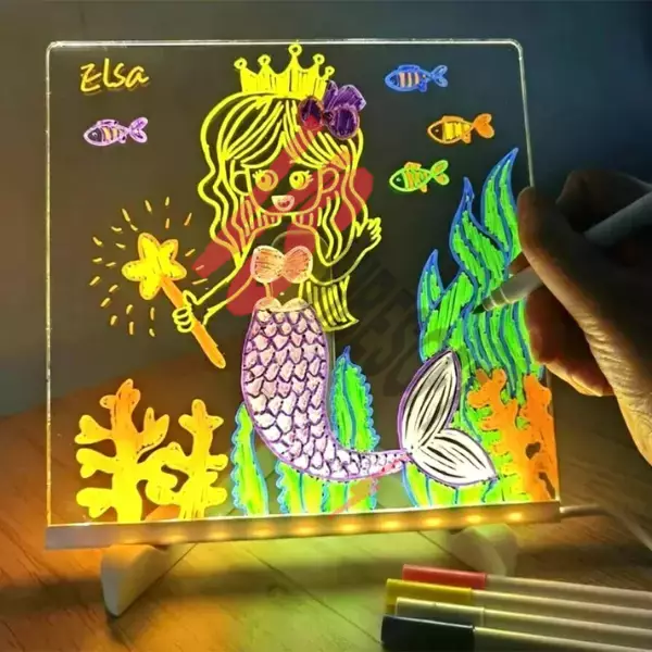 LED Aydınlatmalı Yazı ve Çizim Tahtası - Küçük Boy 20x20 cm Ürün Görseli