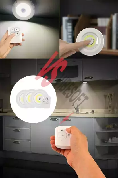 Uzaktan Kumandalı Yapışkanlı 3\\u0026#39;lü Led Spot Lamba Ürün Görseli