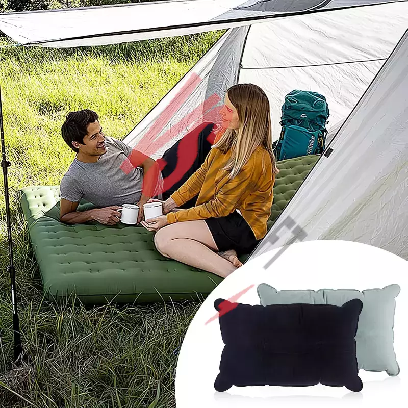 Şişme Kamp ve Yolculuk Yastığı - Ergonomik - Kadife Yüzey Ürün Görseli