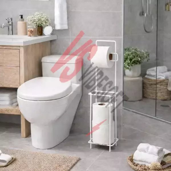 Beyaz Standlı Yedek Hazneli Tuvalet Kağıtlığı Ürün Görseli
