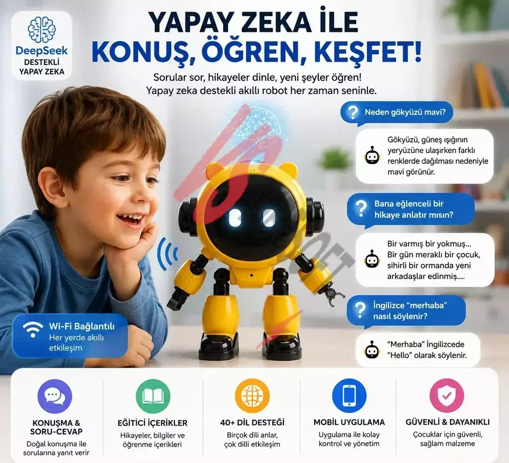 Yapay Zeka Robot Oyuncak - Konuşan Robot - Wi-Fi Uygulamalı - Çocuklar İçin Eğitici Oyuncak Ürün Görseli