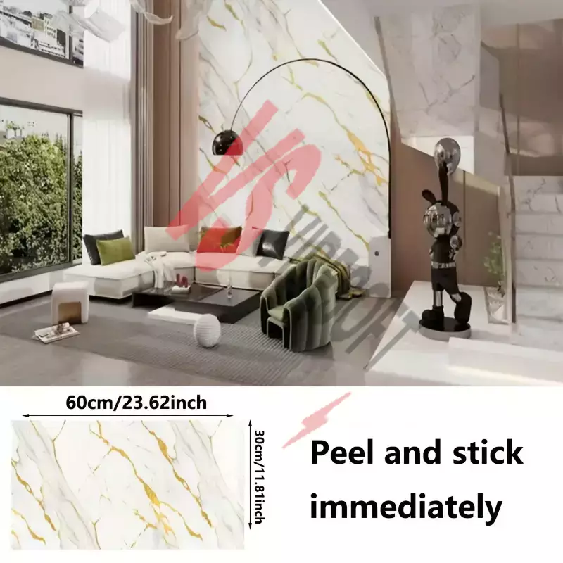 Vinil Beyaz Mermer Desenli Alüminyum Plastik Duvar Sticker Ürün Görseli