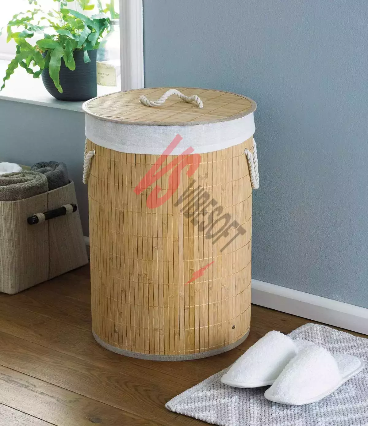 DecoHandy Yuvarlak Bambu Kirli Sepeti Ürün Görseli
