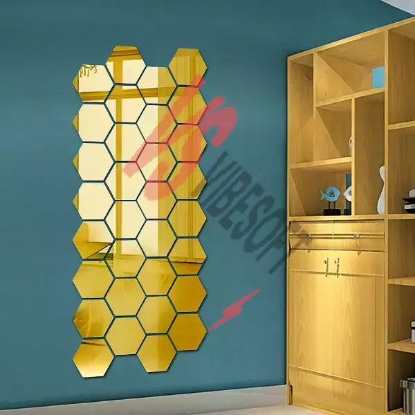 Yapışkanlı Akrilik Gold Ayna Seti 12 Adet Ürün Görseli