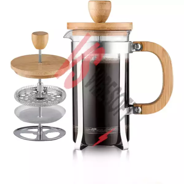 Ahşap Detaylı 600 ml Cam French Press Ürün Görseli