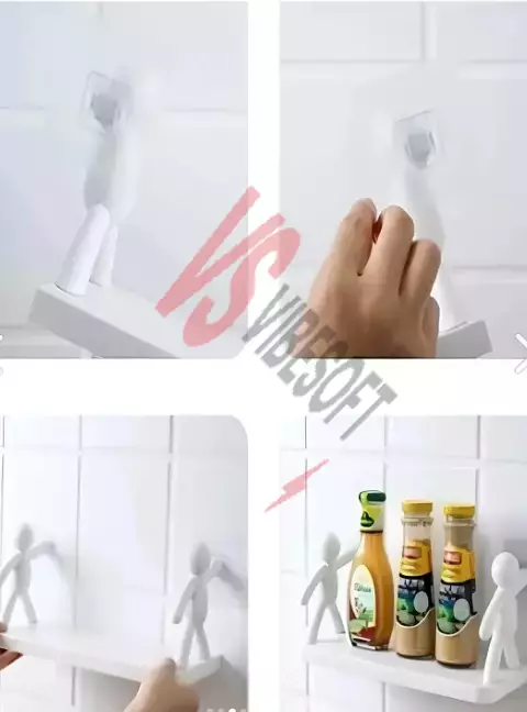 İnsan Figürlü Yapışkanlı Çok Amaçlı Duvar Rafı Ürün Görseli