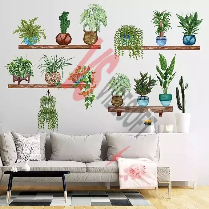 Tropikal Bitkiler Duvar Stickerı Model B Ürün Görseli