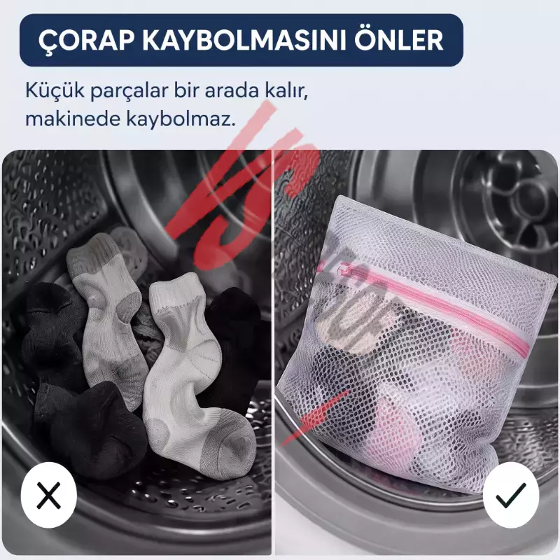 Çamaşır Yıkama Filesi - 40x50 cm - Fermuarlı - Tekrar Kullanılabilir Ürün Görseli