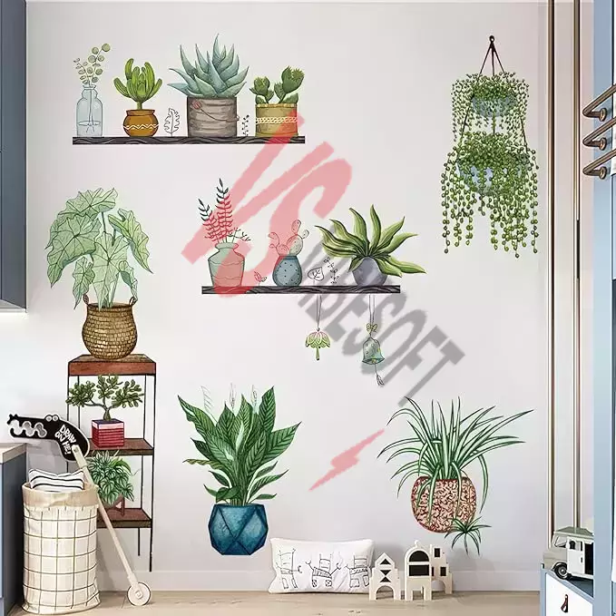 Tropikal Bitkiler Duvar Stickerı Model D Ürün Görseli