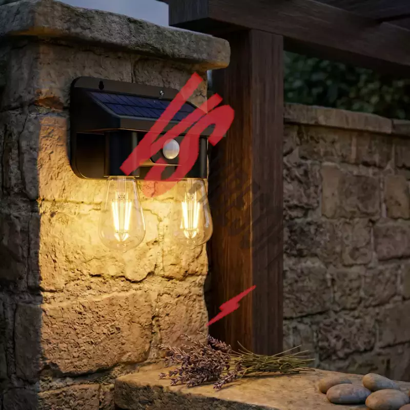 Sensörlü Solar İkili LED Ampul Lamba - Çift Başlıklı - Güneş Enerjili Aydınlatma Ürün Görseli